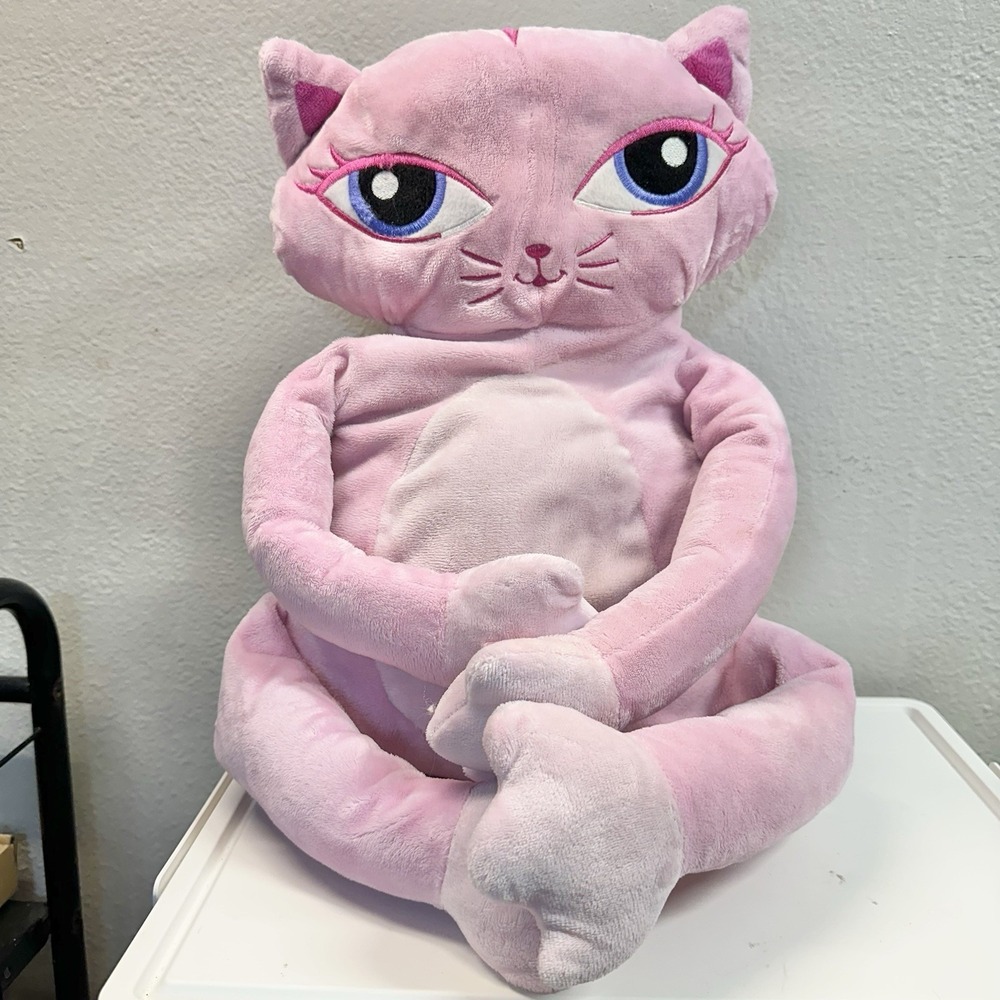 Y2K Idea Nuova Pink Siamese Cat Plush Hug Pillow Long Arms Legs 14"